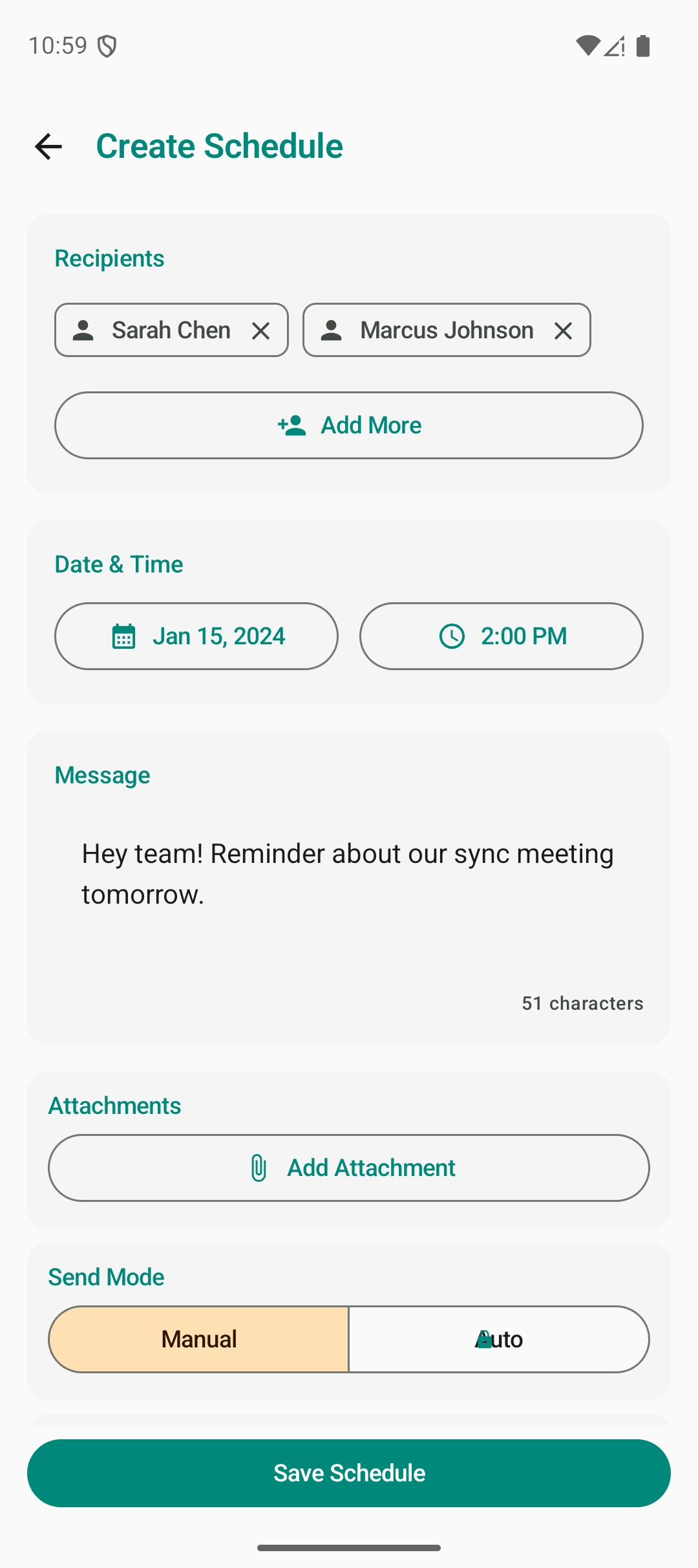 Creating a scheduled message through WhatsApp Business